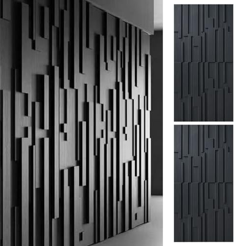 Innovz Panneau Mural Decoratif Panneaux de Revêtement Mural 3D pour Le Salon, Le Hall et Les Escaliers, Imperméable Découpable(Black)