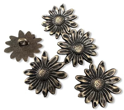 Hartmann-Knöpfe 10 Stück 20mm messing farben Knöpfe aus Metall Blume Blüte Gänseblümchen Trachtenknopf