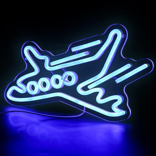 Neon lights Sign, Planet Led Neon Sign Powered by Battery or USB, Wall Hanging Decor Led Light Home Decorations Art Neon Signs for Bedroom, Game Room, Bar, Party, Kids Room (Airplane B)