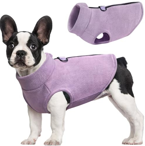 Idepet Hunde-Fleece-Weste, Pullover, mit Reißverschluss, Warmer Pullover, Hundejacke mit D-Ring-Leine, Winter, kaltes Wetter, Haustierpullover, Kapuzenpulli für kleine, mittelgroße Hunde, Jungen,