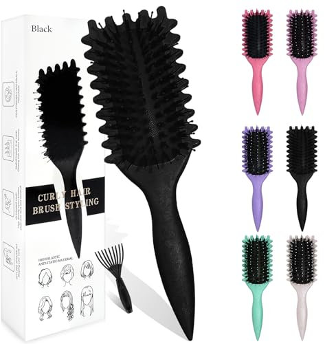 Sularpek Curly Hair Brush, Curl Defining Brush, Curly Hair Brush Styling Brush, Boar Bristle Curl Define Styling Brush for Detangling, Shaping, and Defining Curls for Women and Men (Black)