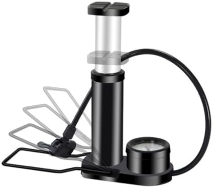 Mini Portable Tire Floor Pump High Pressure Foot Activated Inflator with Barometer and Tire Repair Tools Compact Design for Bikes and More Black