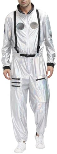 Astronauten Kostüm Herren Weiß Kostüme für Erwachsene Astronaut Karneval Raumfahrer Weltall Space Raumanzug Costume Fasching Overall Karnevalskostüm Faschingskostüme