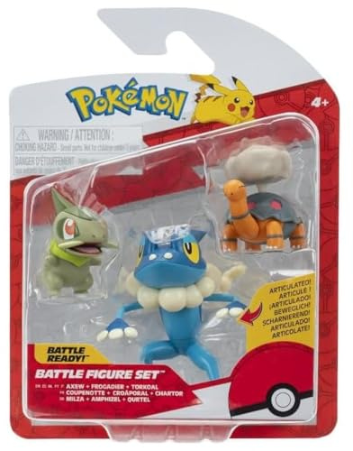 Pokémon PKW4089 – Juego de figuras de batalla – Qurtel, Milza, Amphizel, figuras oficiales