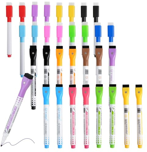 SHAIDOJIO 32 Stück Whiteboard Marker, 10 Farben Whiteboard Stifte Magnetisch, White Board Stifte Abwischbar, Dry Erase Marker, Abwischbare Stift für Zuhause Büro Schreibtafel, 1-2MM