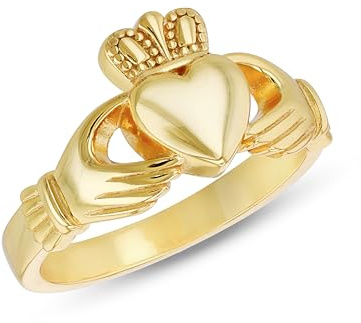 Tuscany Silver Ring für Damen aus Sterlingsilber, mittlerer Claddagh-Ring vergoldet #P