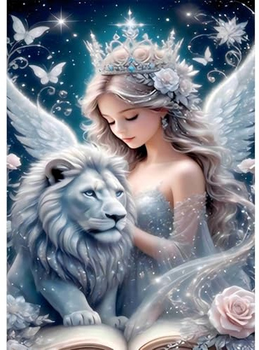 Auremi DIY Prinzessin Diamant Painting Bilder für Erwachsene Anfänger,5D Löwe Diamond Painting Set,DIY Runde Steine Diamant Kunst Kits,Diamant Painting für Zuhause Dekor 30x40 cm