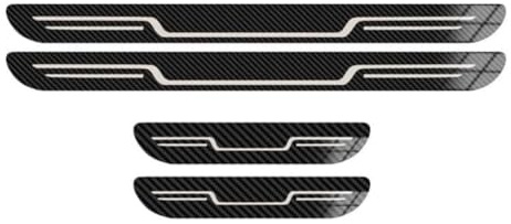 MALVCD 4 Pièces Plaques Plinthes en Acier Inoxydable pour Jeep Compass 2018+, Portière Pédales Protecteur Acier Pédale Protecteur Accessoires,A/Carbon Fiber Texture