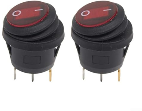 Honseadek Lot de 2 interrupteurs à bascule étanches LED rouges 12 V 20 A pour voiture et bateau, interrupteur à bascule SPST On/Off avec connecteur à 3 broches, interrupteur de commande lumineux rond