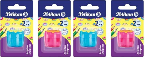 Pelikan 700429 Doppeldosenanspitzer Flower, 1 Stück, farbig sortiert - keine Farbauswahl möglich! (Packung mit 2)