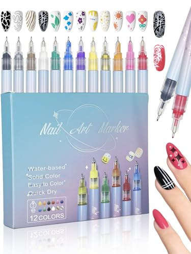DealKits Nagellack Stifte Set, 12 Farben, Mitgebsel Kindergeburtstag | 0,5 mm Spitze, Graffiti Punktierungsstift, 3D Nail Art Pen, Nagelkunststift für DIY Nagelkunst, Schönheit, Schmuck