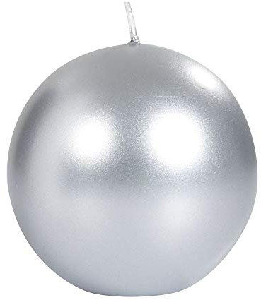 Spaas Metallic Unscented Festive Ball Candle 80 mm, ± 25 Hours, Silver