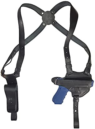 VlaMiTex Pistolen Schulterholster Leder Holster für Glock 17 19 22 23 25 31 32 38 44 45 48