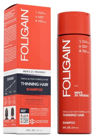 Foligain® mäns anti-håravfall schampo 2% trioxidil skyddar fint och uttunnande hår naturliga ingredienser