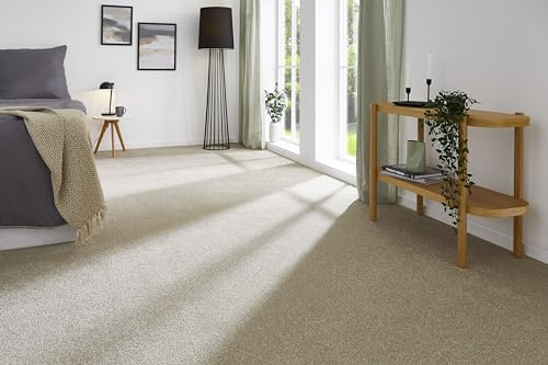 andiamo Teppichboden Izmir für Wohnzimmer und Kinderzimmer - Teppichboden Meterware zum Verlegen - Teppichbelag mit hoher Trittschalldämmung - weicher Teppichboden 400 x 450 cm Beige