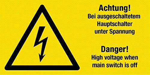 Warnschild - Spannung - Kunststoff selbstklebend - 20 x 40 cm
