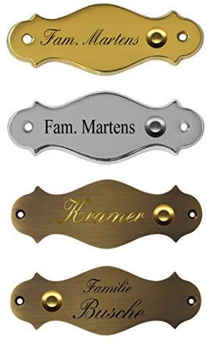 Klingelschild-Klingel-Namensschild-Türschild-Schild-Türklingel-135 x 50 mm-Messing pol.-Messing verchromt-Messing brüniert-Ohne, oder mit Gravur (18 B-K Messing brüniert ohne Gravur)