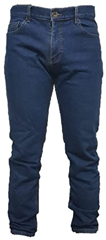 Jeans Uomo 5 Tasche Invernale Imbottito in Pile Caldo Foderato Elastico 46-60 Termico Chiaro a Vita Alta Denim (IT, Numero, 52, Regular, Regular, Chiaro)