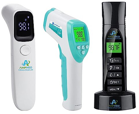 Amplim 3-Pack Hospital & Medical Grade Non Contact Digital Infrared Forehead Thermometer for Babies, Kids, and Adults. FSA HSA Eligible
