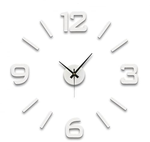D,casa - Orologio da parete adesivo schiuma colore nero Wall Sticker - Bianco