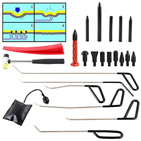 ALETO 11Pcs Automotive Paintless Dent Repair Removal Tools Puller Kits Hail Repair Tools Rods Wedge Pump Tap Down Pen