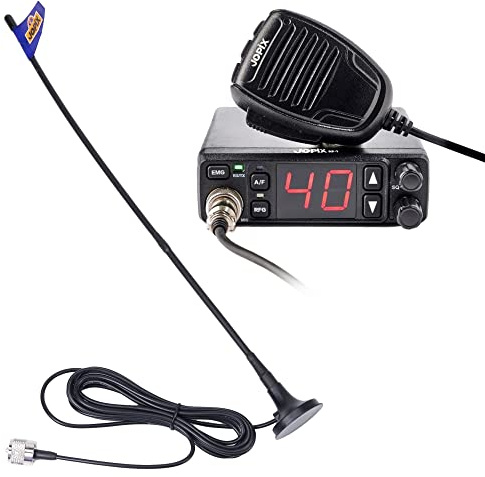 Jopix Ap-7 Kit Emisora Móvil CB 27 MHz y Antena Magnética, Multinorma Am/FM, 12V/24V, ASQ