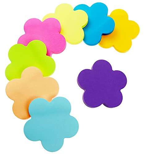 Farbige Haftnotizen, 560 Blatt Pflaumenform Selbstklebende Haftnotizzettel, Super Sticky Notes, Farbig Notizblöck für Büro Schule Zuhause(8 Farben, 76 x 76 mm)