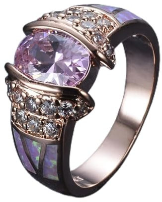 STOPI Rose Und Gold Gefüllt Einzigartiges Design Rosa Feueropal Ring Kristall Modeschmuck Frauen Ringe Für Party Hochzeitsgeschenke