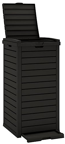 vidaXL Outdoor Mülltonne, Mülleimer mit viel Stauraum, Abfalleimer mit Doppeldeckel, Abfalltonne Müllbehälter Abfallsammler, Schwarz Polypropylen