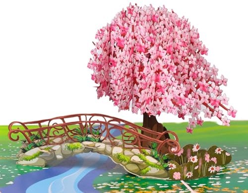 Cherry Blossom Pop Up Card, 3D Popup Flower Birthday Card 6x 8, Ideal Gift for Birthday, Mothers Day, Thank You, Anniversary, Valentines, All Occasion for Women, Wife, Mom, Sister, Grandma, Her