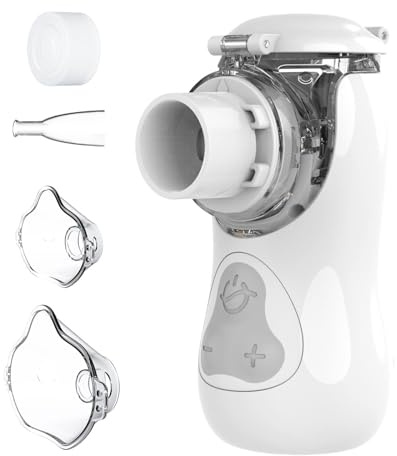 FEELLIFE Nebuliser Machine for Adults, Type-C Rechargeable Portable Nebuliser for Adults & Kids, Silent Portable Handheld Inhaler for Home and Travel with 2 Masks & Mouthpiece