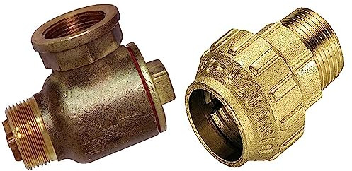 Cornat Rückschlagventil Eckform 1%22, Messing/Garten Bewässerung / FLOR90850 & Bewässerungsrohre Messing Verschraubung für PE HD-Rohr, A 32 mm, B 1 Zoll Außengewinde, Mehrfarbig