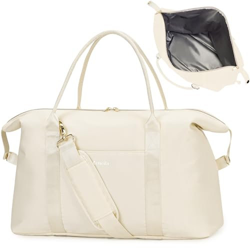 Ceneda Lunchtasche Kühltasche 30L für Damen kühltasche Faltbar Strand Lunchbag Kühler Auslaufsicher Weiche Lunchtasche Einkaufstasche Lunch Tasche Picknick Reisen (Beige)