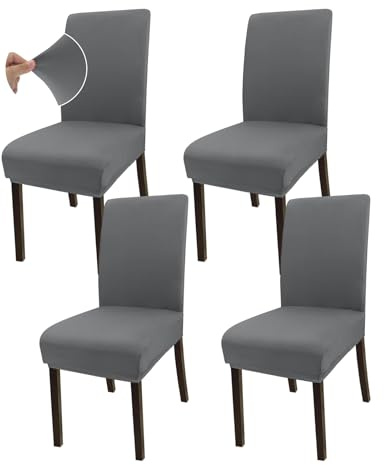 Granbest Super Stretch Dining Chair Slipcovers, Universal Parson Dining Chair Covers, Removable Chair Protectors for Dining Room, Kitchen, Restaurant and Hotel (Set of 4, Light Gray)