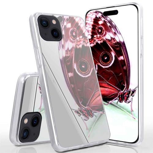 moex Mirror Case für iPhone 15 Hülle mit Spiegel und erweitertem Kantenschutz aus Silikon, Handyhülle verspiegelte Rückseite, Stylische Handy Schutzhülle dünn, Silber