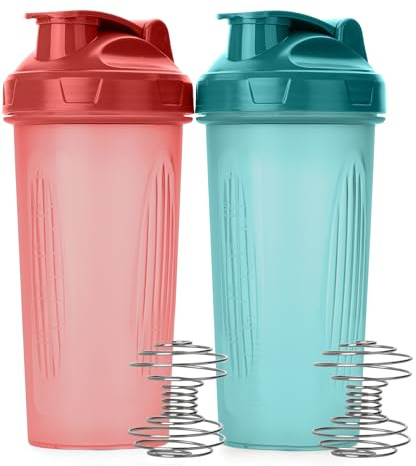 Mr. Pen- Shaker Bottles for Protein Mixes, 28 oz, 2 Pack, Blue & Red, Protein Shaker Bottle with Wire Whisk Ball, Shaker Cup, Mixer Bottle, Protein Shake Bottles, Protein Bottle, Protein Shake Bottle