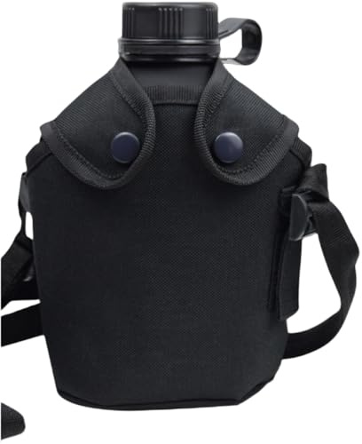 LOJAX Borraccia Militare in Alluminio da 1 litro con Borsa in Nylon Rinforzato, Borraccia da Mensa(C)