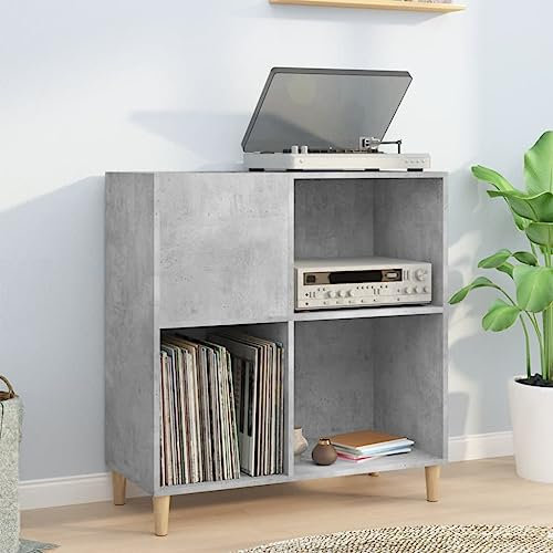 LAPOOH Mueble Discos Madera contrachapada Gris hormigón 84,5x38x89 cm, Estanteria CD, Mueble Tocadiscos, Mueble para Discos, Mueble para Vinilos, Mueble para Tocadiscos - 831993