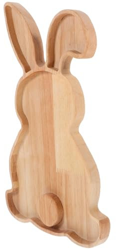 PRETYZOOM Easter Wooden Serving Tray Bunny Shaped Fruit Tray Rabbit Charcuterie Platters Cheese Display Plate Appetizer Boards for Spring Easter Party Snack Cake Cookies