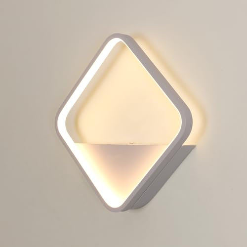 Riserva Aplique Pared Interior LED, Moderna Lámpara de Pared Cuadrada, 20W Blanco Luz de Pared Acrílico para Dormitorio, Salón, Comedor, Escalera, Cafetería, Estudio, 3000K Blanco Cálido