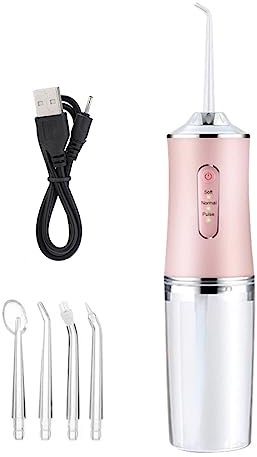 FiTspi Hydropulseur dentaire sans fil pour le nettoyage des dents - 3 modes de pression - 4 jets - Étanchéité IPX7 - 220 ml