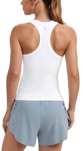 CRZ YOGA Seamless Racerback Tank Waist Length White Small