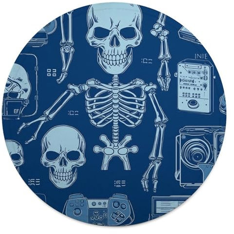 Rundes Strandtuch, Skelett mit lustigem Gesicht, bedruckte Reisedecke, personalisierte Decke, Yoga-Decke, Mikrofaser, Strandtuch, dicke Tischdecke, Unisex