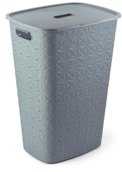 Curver Softex Wäschekorb, 56 l, 70% recyceltes Material, langlebig, leicht, Blaugrün