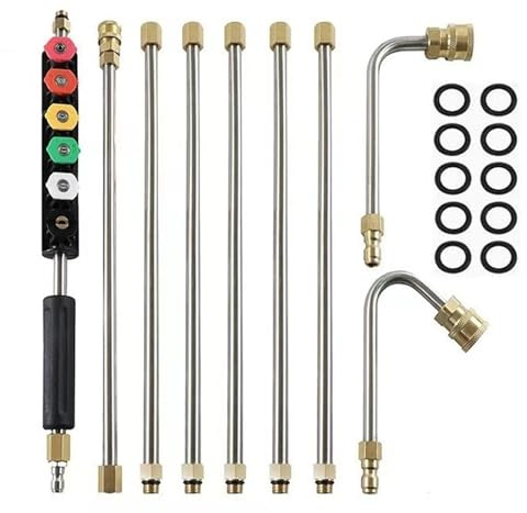 9 PCS Rallonge de Nettoyeur Haute Pressionr 3M, 4000PSI Lance Nettoyage Remplacement Télescopiques, Outils de Nettoyage pour Le Lavage des fenêtres de Toit, 1/4 Inch Quick Connect