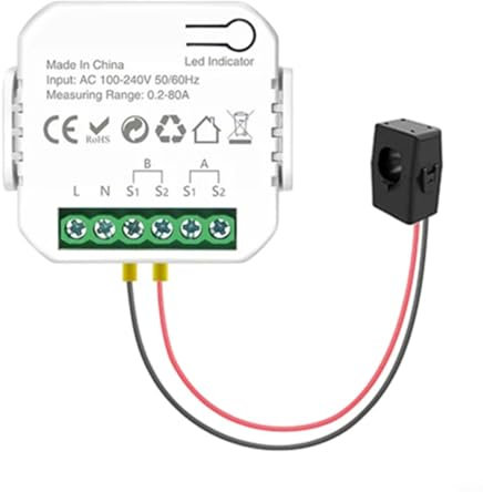 For Tuya- Wifi Smart- Power Meter with Current- Transformer Clamp Energy Monitoring Real-time Power Monitoring 46x46x18mm(1CT)