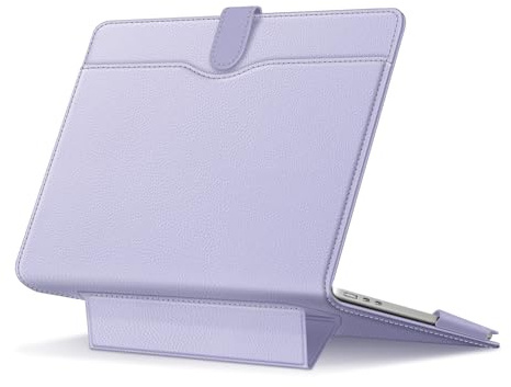Fintie Hülle Kompatibel mit MacBook Air 13.6 (2025-2022), Air 13 (2020-2018) und Pro 13 (2022-2016), Folio-Buchhülle mit Standfunktion, Pastellviolett