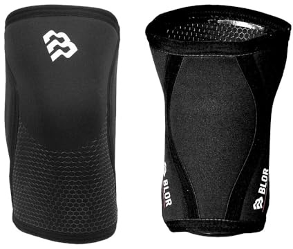 BLOR Rodilleras 2.0 Black 5 | 7 mm ideales para Powerlifting en Neopreme | Unisex de compresión | Levantamiento de pesas | Ideales para culturismo y Crosstraining (7 mm, S)
