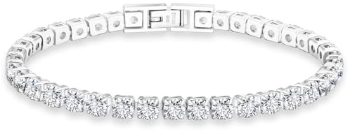 KRKC Damen Armband, 2/3/4/5mm Edelstahl Tennis Armband, Länge 16,5-19cm | 5A Zirkonia, 14K Gold Vergoldet, Nickel-frei Rostfrei Armkette Schmuck Geschenk für Frauen Geburtstag Muttertag
