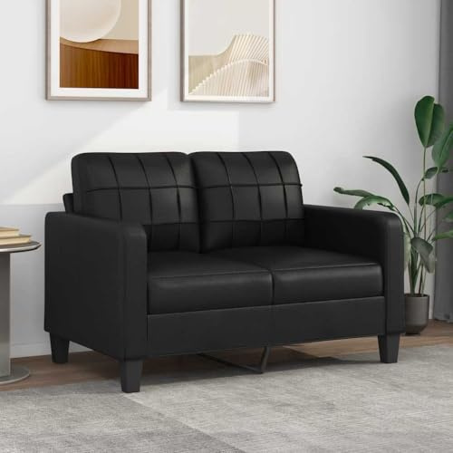 Emmtore Sofá de 2 plazas de Cuero sintético Negro 120 cm